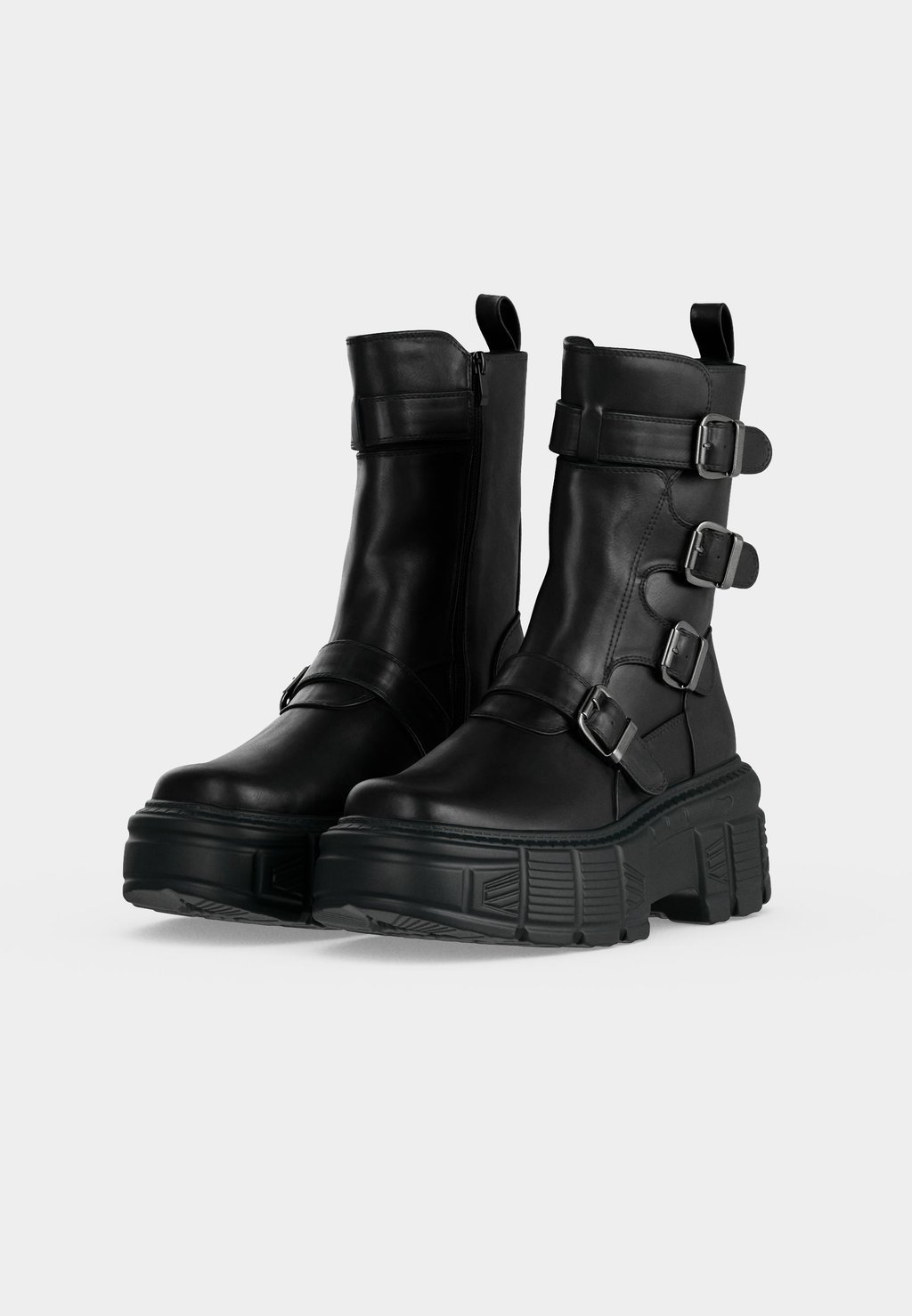Unisex platform ankle boots - black