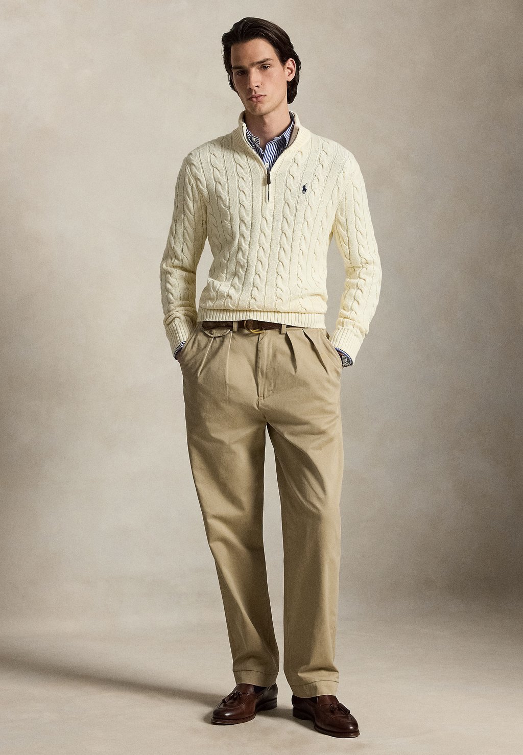 Cable-knit zip jumper - andover cream